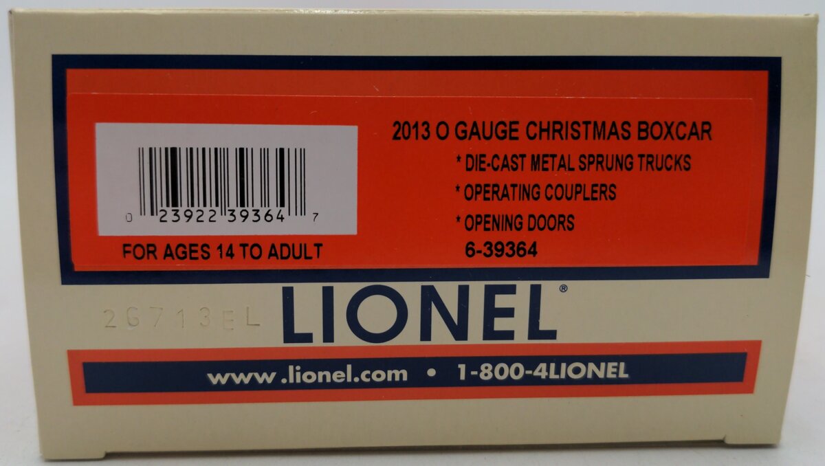 Lionel 6-39364 O Gauge 2013 Christmas Boxcar EX/Box