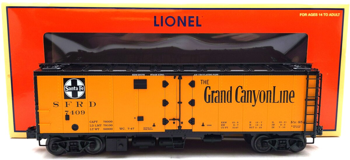 Lionel 6-52500 O Gauge ATSF Grand Canyon Reefer 2009 TCA Convention Car #7409 LN/Box