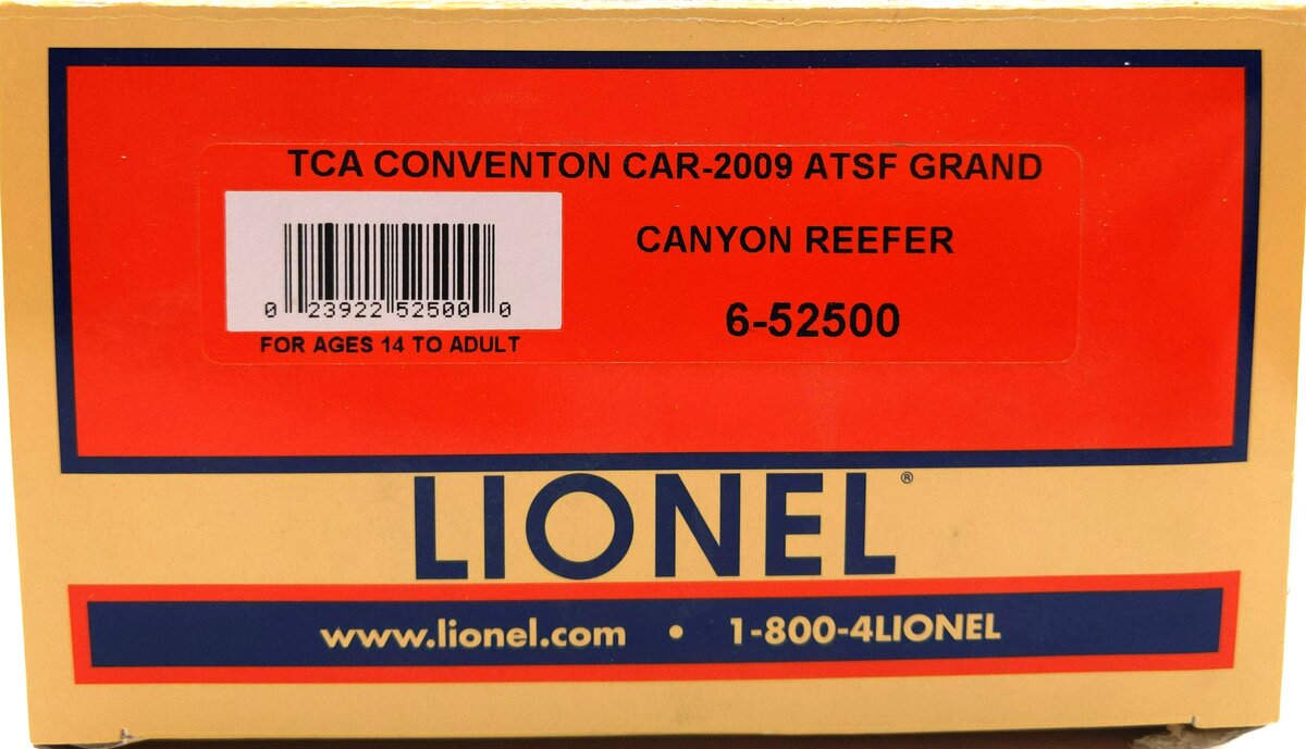 Lionel 6-52500 O Gauge ATSF Grand Canyon Reefer 2009 TCA Convention Car #7409 LN/Box