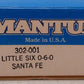 Mantua 302-001 HO Santa Fe "Little Six" 0-6-0 Steam Locomotive #92 EX/Box