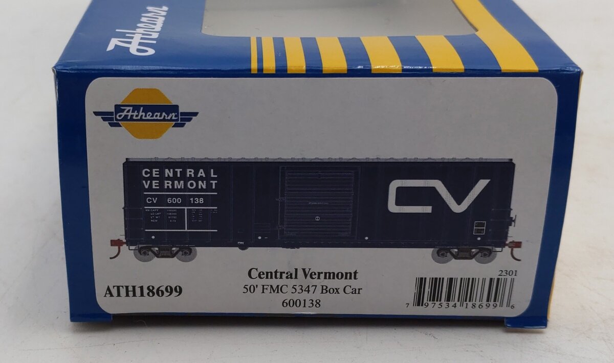 Athearn 18699 HO Central Vermont 50' FMC 5347 Boxcar #600138
