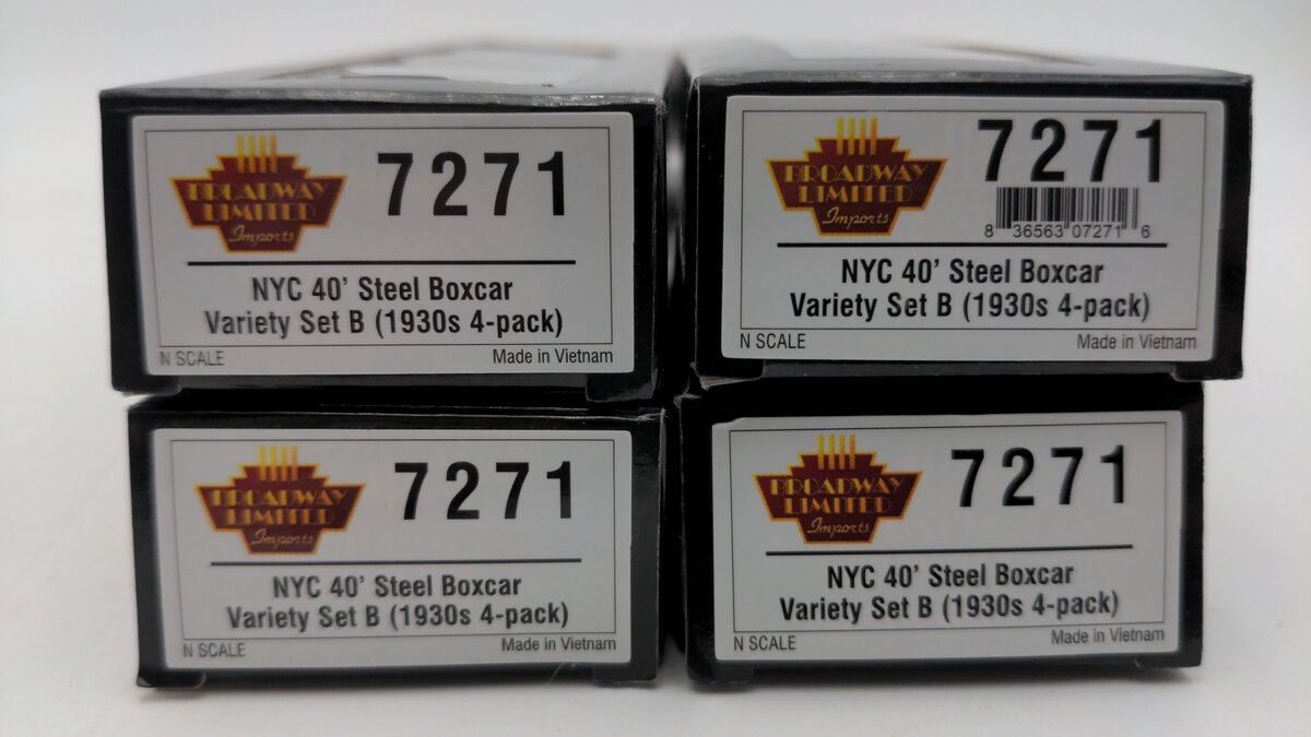 Broadway Limited 7271 N 1930's 40' Steel Boxcar Variety Set B (Set of 4) LN/Box