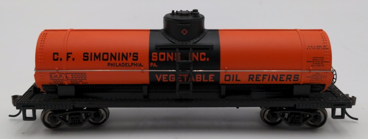 Bachmann 17803 HO C.F. Simonin's Sons, Inc. 40' Single-Dome Tank Car #20000 EX