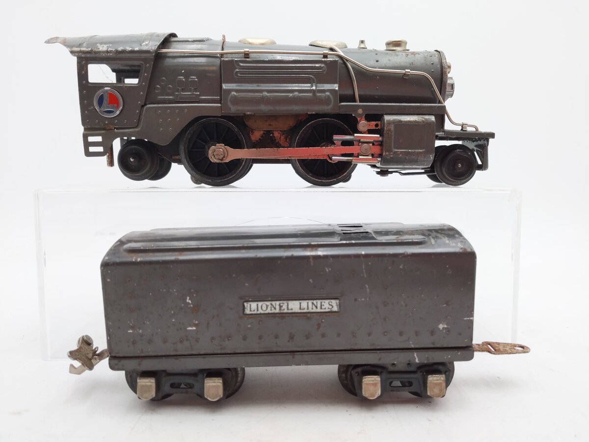 Lionel 259E Vintage O Gray 2-4-2 Streamlined Steam Locomotive & Tender