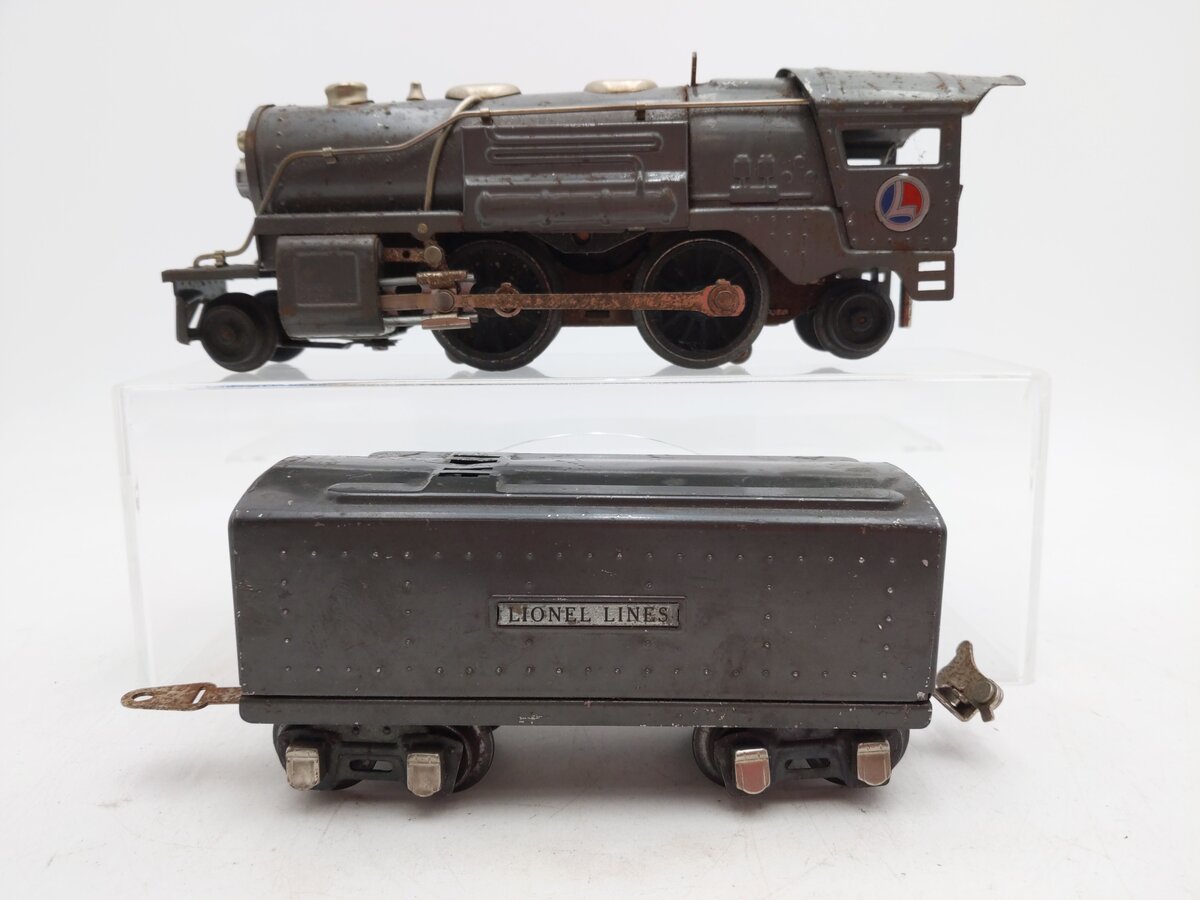 Lionel 259E Vintage O Gray 2-4-2 Streamlined Steam Locomotive & Tender