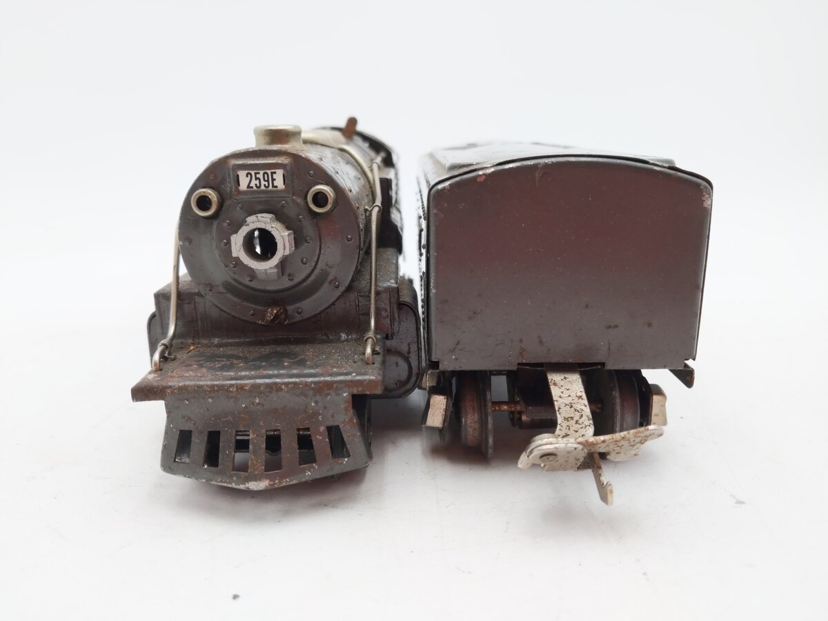Lionel 259E Vintage O Gray 2-4-2 Streamlined Steam Locomotive & Tender