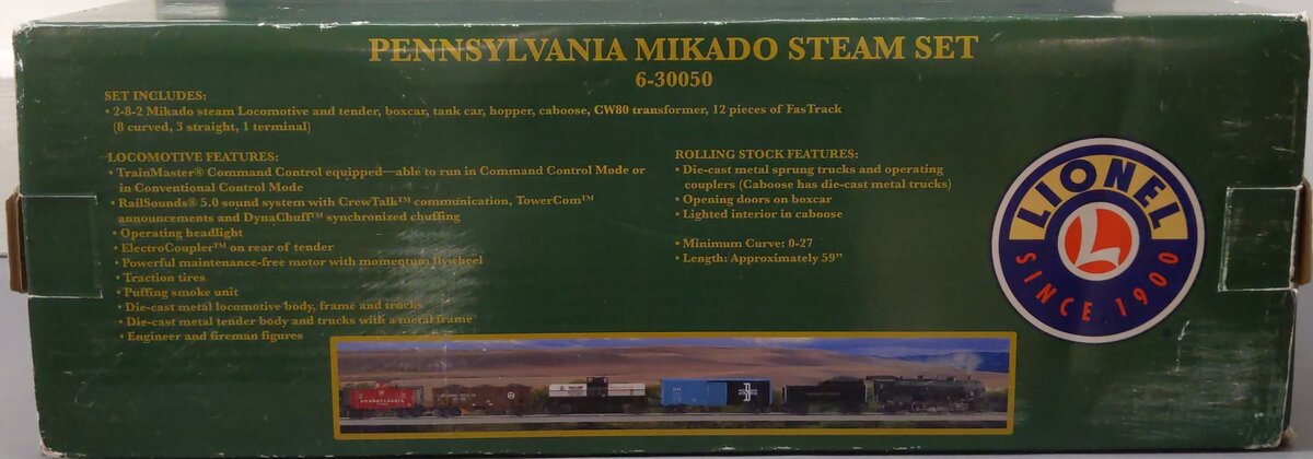 Lionel 6-30050 Pennsylvania O Gauge Super Steam Train Set EX/Box