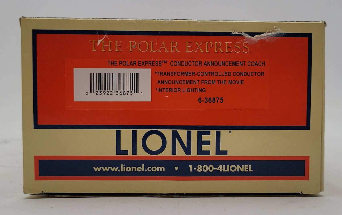 Lionel 6-36875 O Gauge Polar Express Coach with Conductor Announcements EX/Box