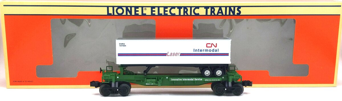 Lionel 6-52042 O BN TTUX Flatcar with Trailer EX/Box