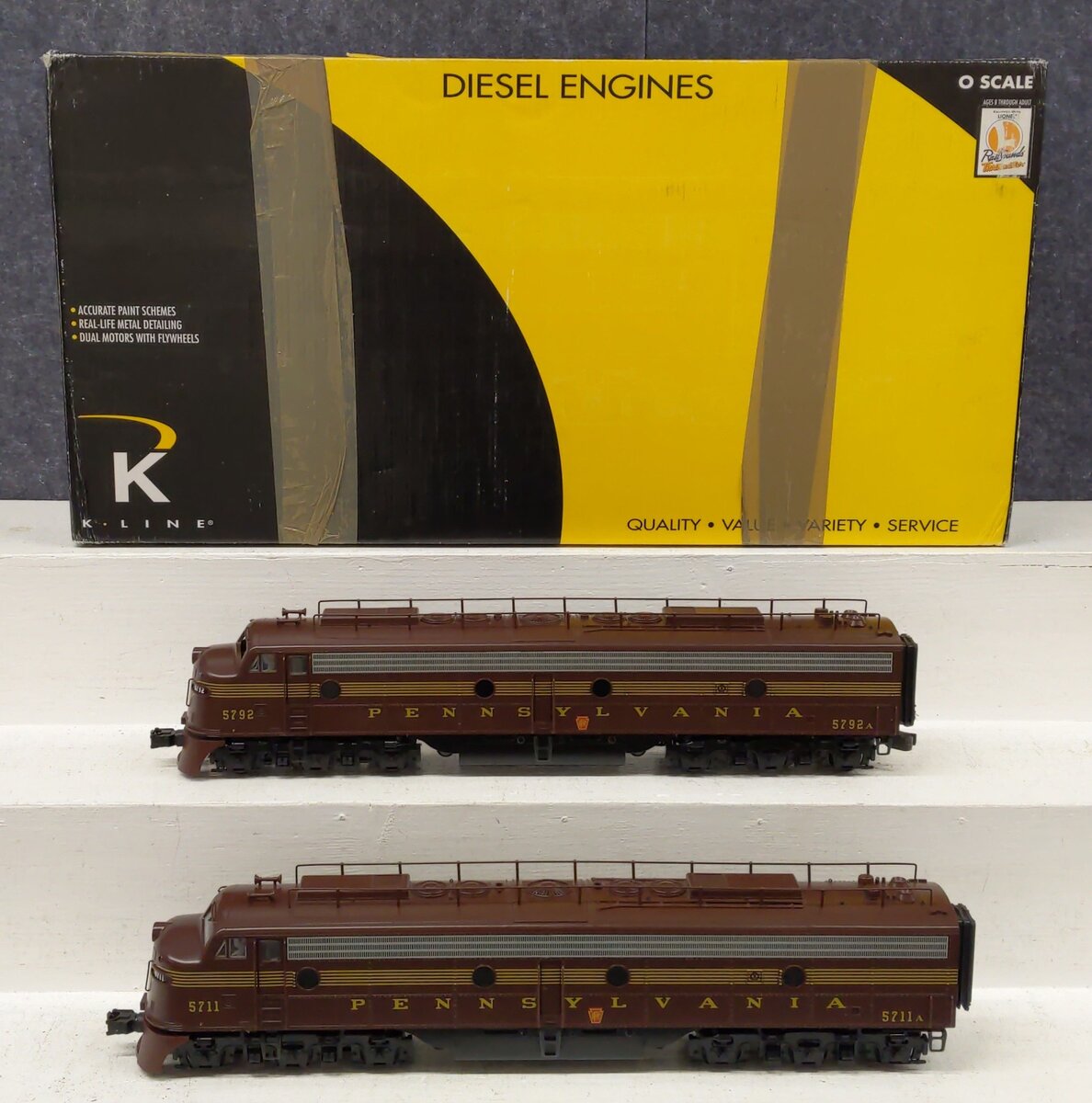 K-Line K-28802 PRR E8 AA Diesel Locomotive Set #5711/5792 with TMCC EX/Box