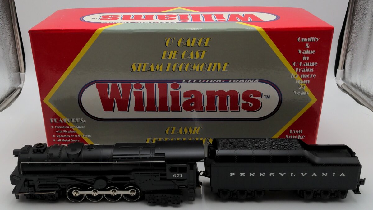 Williams S2-100 O Gauge Pennsylvania 6-8-6 Steam Turbine & Tender #671 EX/Box