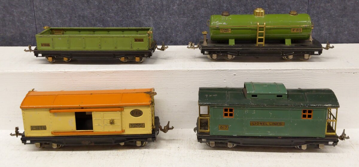 Lionel Vintage O Gauge Freight Cars #817,815,814,812 [4] VG