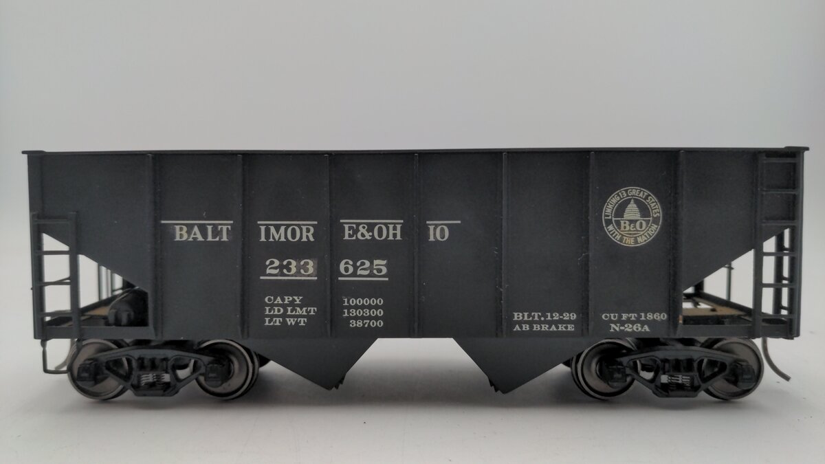 O Scale 2 Rail CUSTOM BRASS Baltimore & Ohio Hopper Car #233625 EX