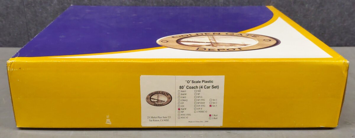 Golden Gate Depot O Norfolk & Western 80' Coach Cars (Set of 4) - 2-Rail NIB