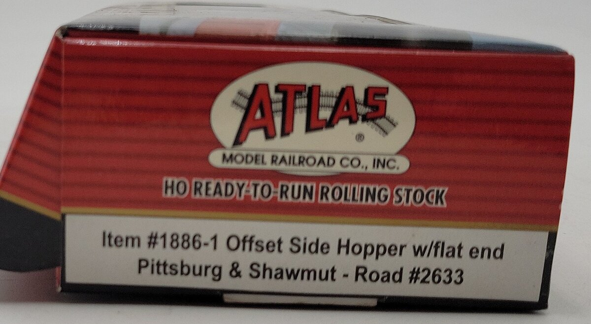 Atlas 1886-1 HO Scale Pittsburg & Shawmut Offset Side Hopper w/Flat End #2633 LN/Box