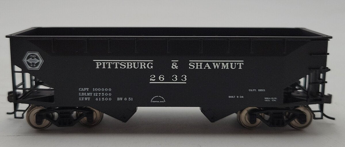 Atlas 1886-1 HO Scale Pittsburg & Shawmut Offset Side Hopper w/Flat End #2633 LN/Box