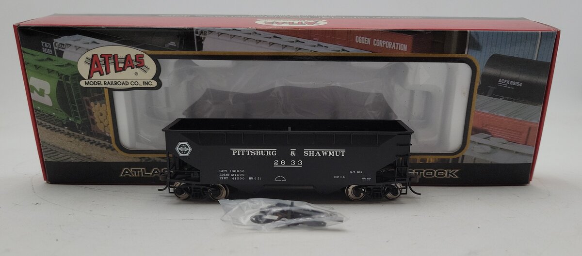 Atlas 1886-1 HO Scale Pittsburg & Shawmut Offset Side Hopper w/Flat End #2633 LN/Box