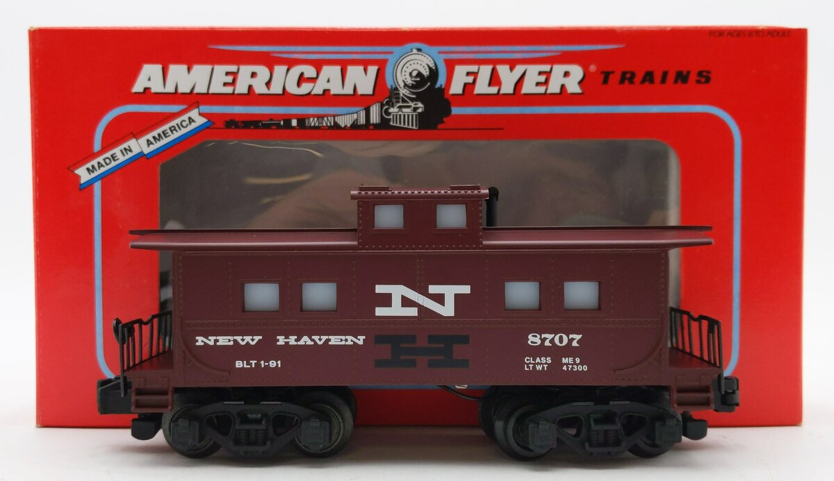 American Flyer 6-48707 S Gauge New Haven Lighted Square Window Caboose #8707 EX/Box