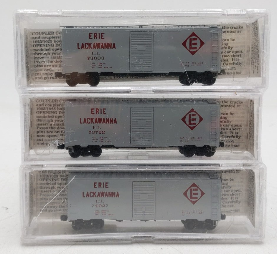 Deluxe Innovations 141203 N Scale Erie Lackawanna 40' AAR Boxcar 3-Pack MT/Box