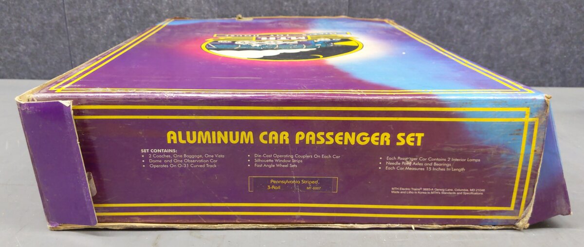 MTH 20-6007 O Scale Pennsylvania 60' Aluminum Passenger Car Set (Set of 5) EX/Box