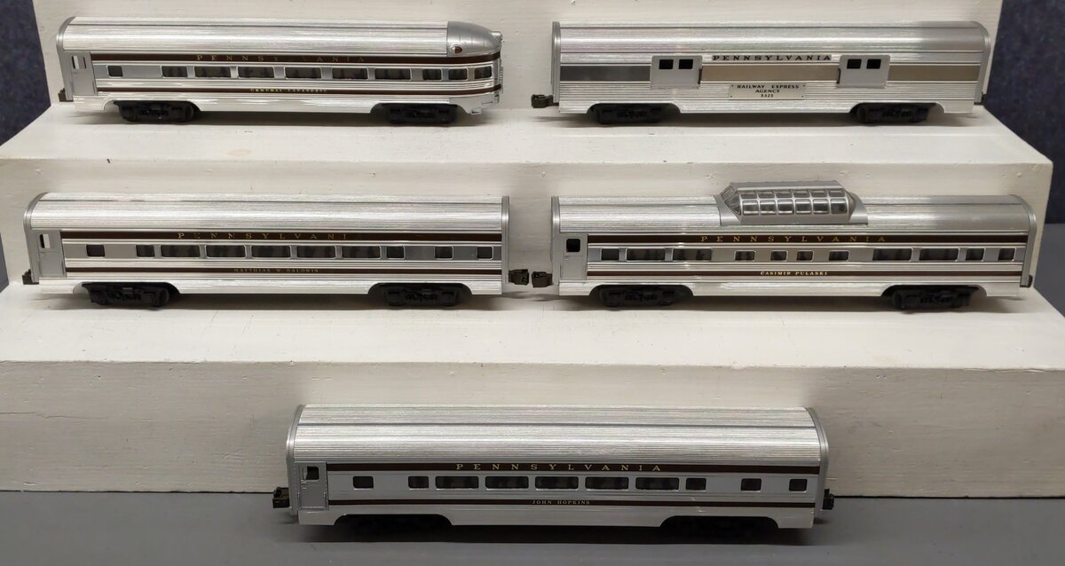 MTH 20-6007 O Scale Pennsylvania 60' Aluminum Passenger Car Set (Set of 5) EX/Box