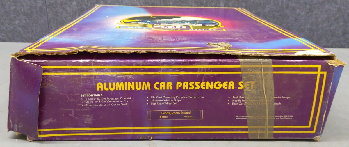 MTH 20-6007 O Scale Pennsylvania 60' Aluminum Passenger Car Set (Set of 5) EX/Box