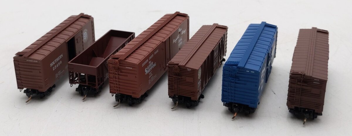 Micro-Trains N Scale Freight Cars #104642,3545,23489,46683,1157,1305 [6] VG/Box