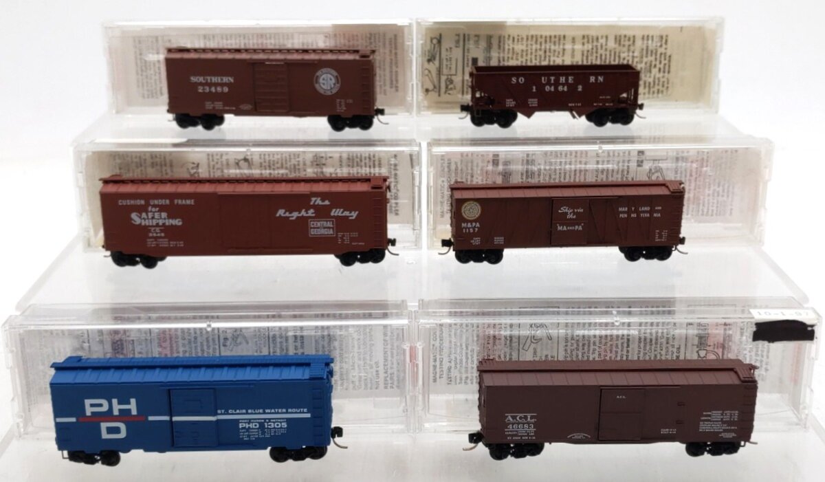 Micro-Trains N Scale Freight Cars #104642,3545,23489,46683,1157,1305 [6] VG/Box