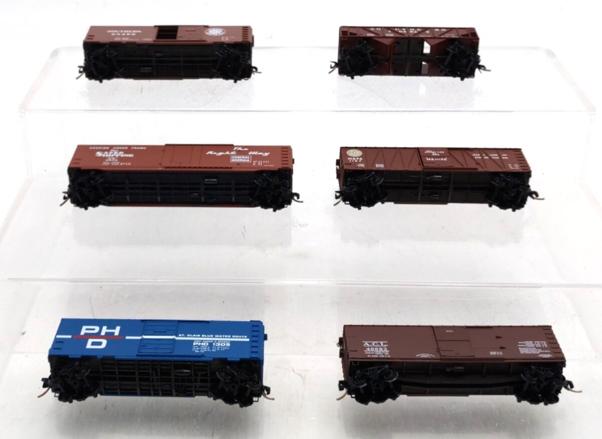 Micro-Trains N Scale Freight Cars #104642,3545,23489,46683,1157,1305 [6] VG/Box