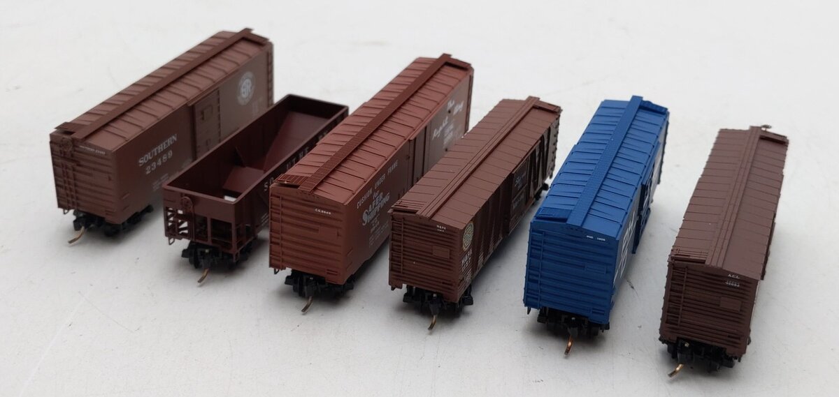 Micro-Trains N Scale Freight Cars #104642,3545,23489,46683,1157,1305 [6] VG/Box