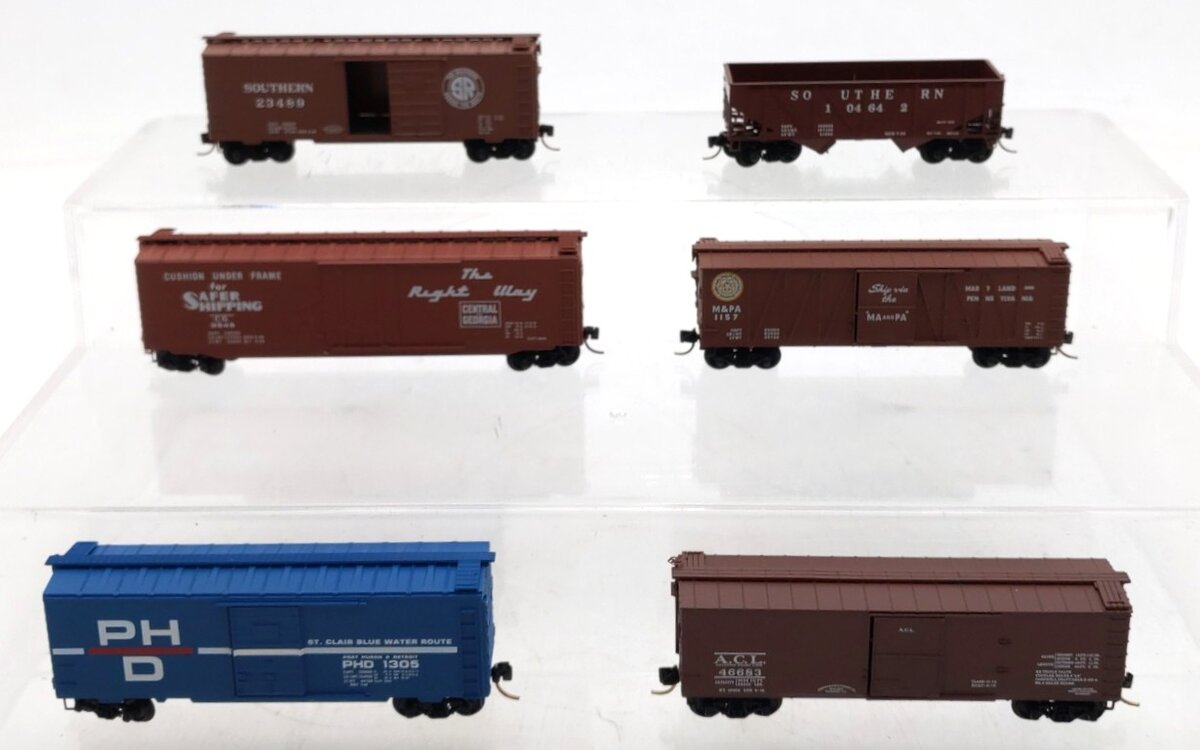 Micro-Trains N Scale Freight Cars #104642,3545,23489,46683,1157,1305 [6] VG/Box
