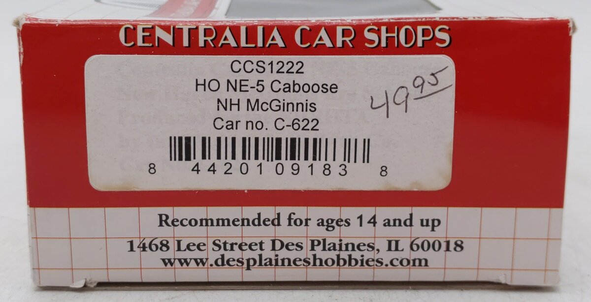 Centralia Car Shops CCS1222 HO New Haven NE-5 Caboose #C-622 EX/Box