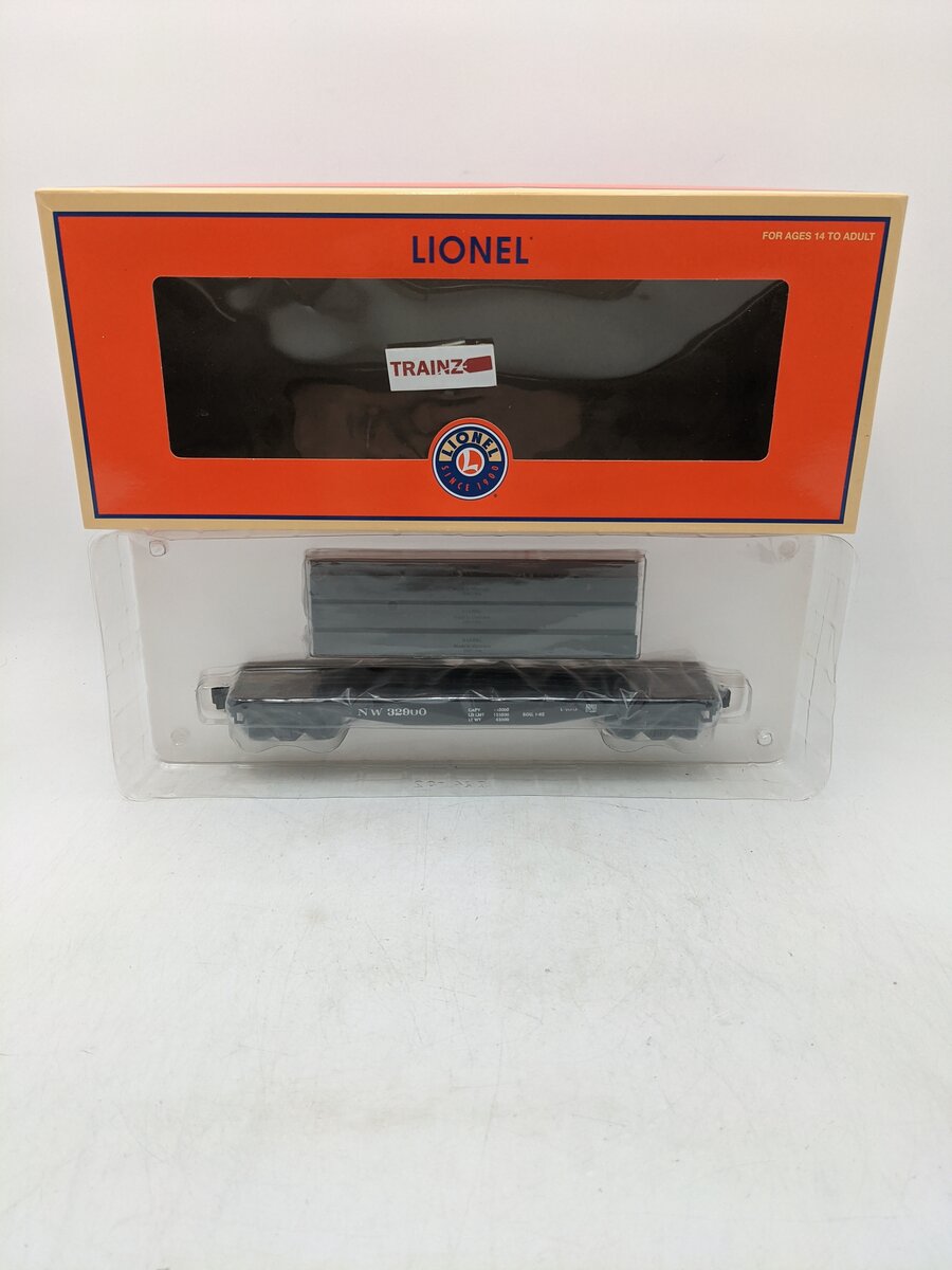 Lionel 2143021 O Norfolk & Western Standard Flat Car with Stakes #32900
