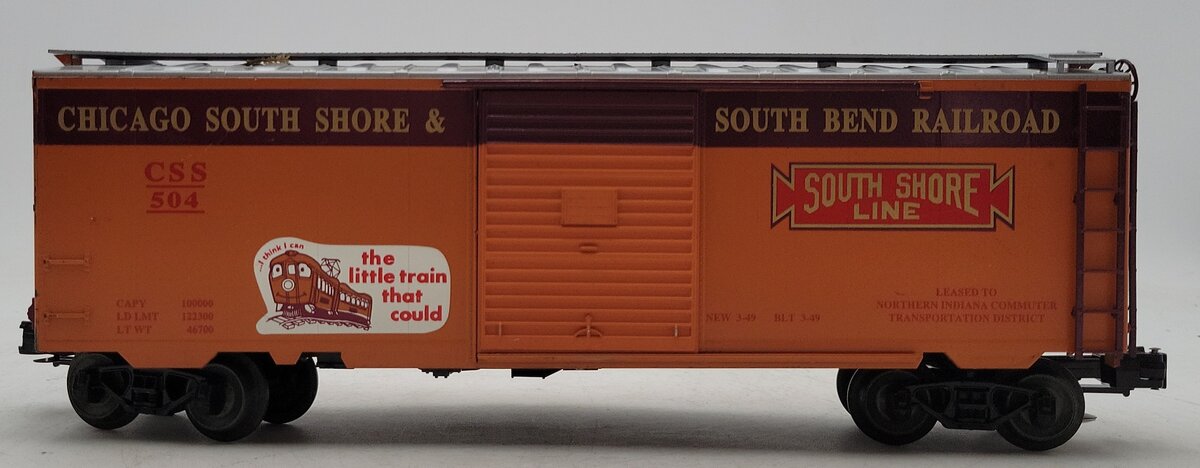 Weaver U2143LD O Gauge Chicago South Shore 40' Boxcar #504 (3 Rail) EX