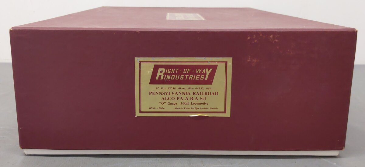 Right-of-Way 5504 O BRASS Pennsylvania Alco PA ABA Diesel Loco Set - 3-Rail EX/Box
