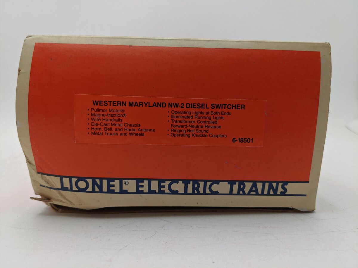 Lionel 6-18501 O Gauge Western Maryland NW2 Powered Diesel Locomotive #8501 EX/Box