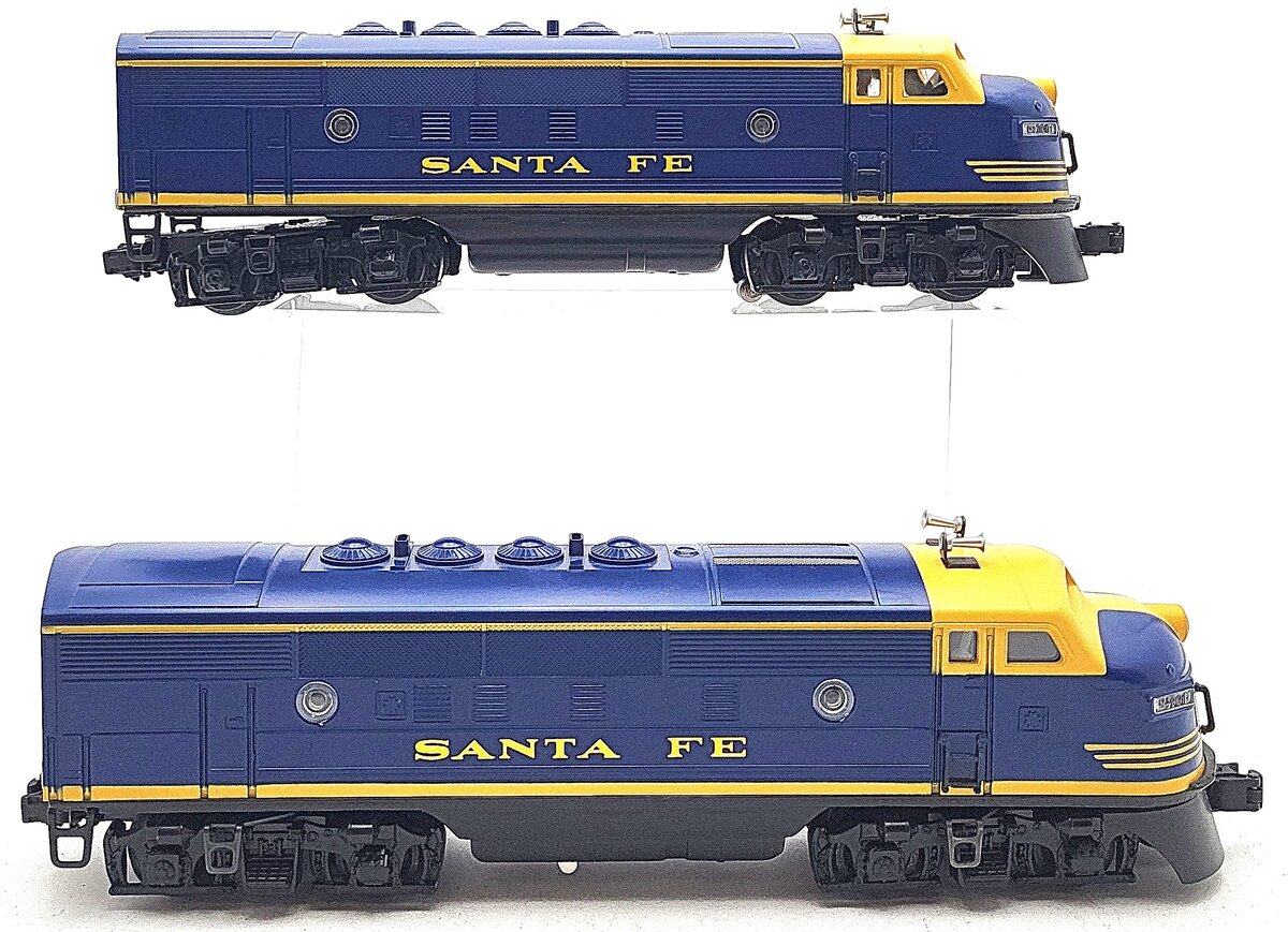 Lionel 6-18117 O Gauge Santa Fe Blue/Yellow F3 AA Diesel Set VG