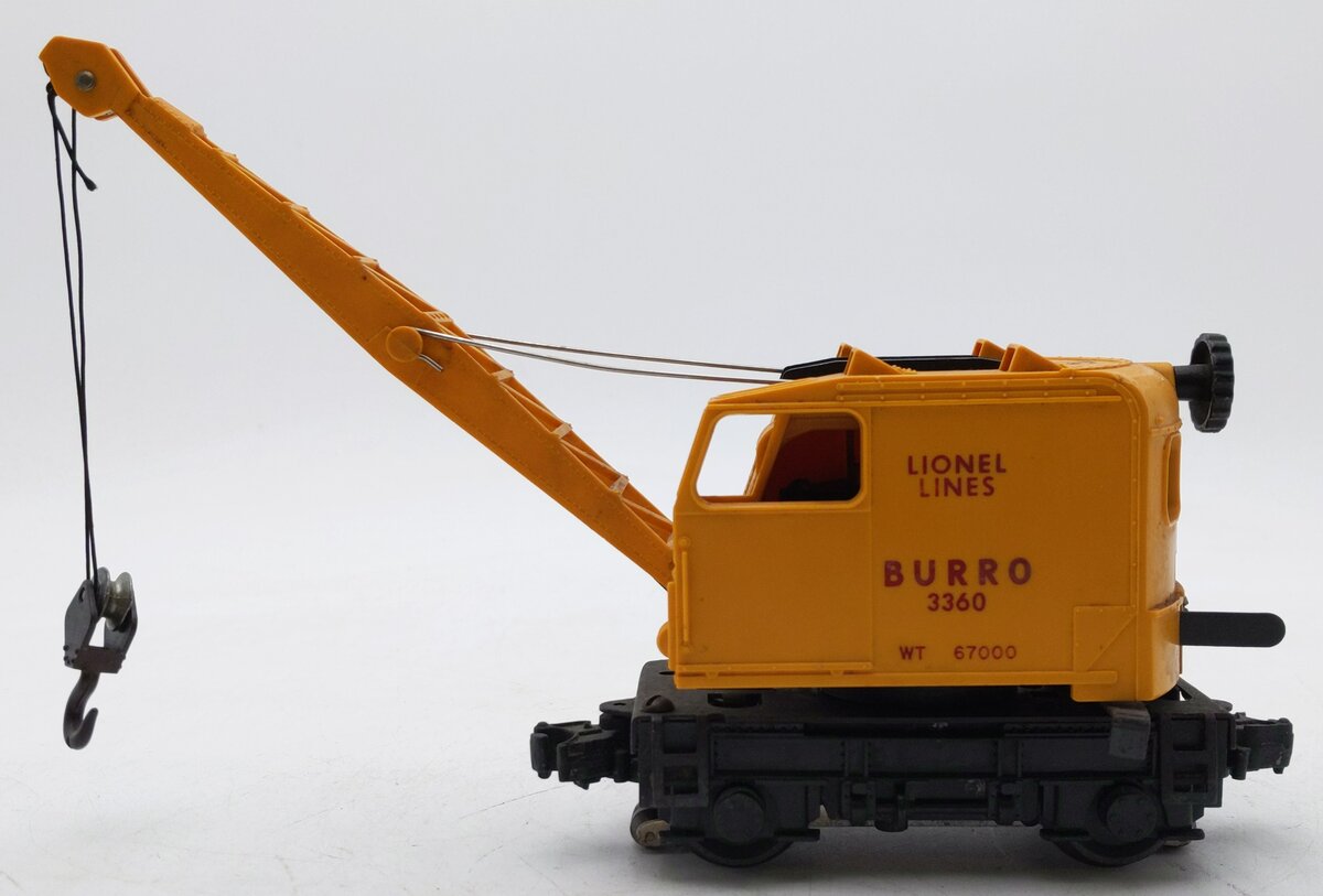 Lionel 3360 Vintage O Gauge Postwar Operating Burro Crane Car VG
