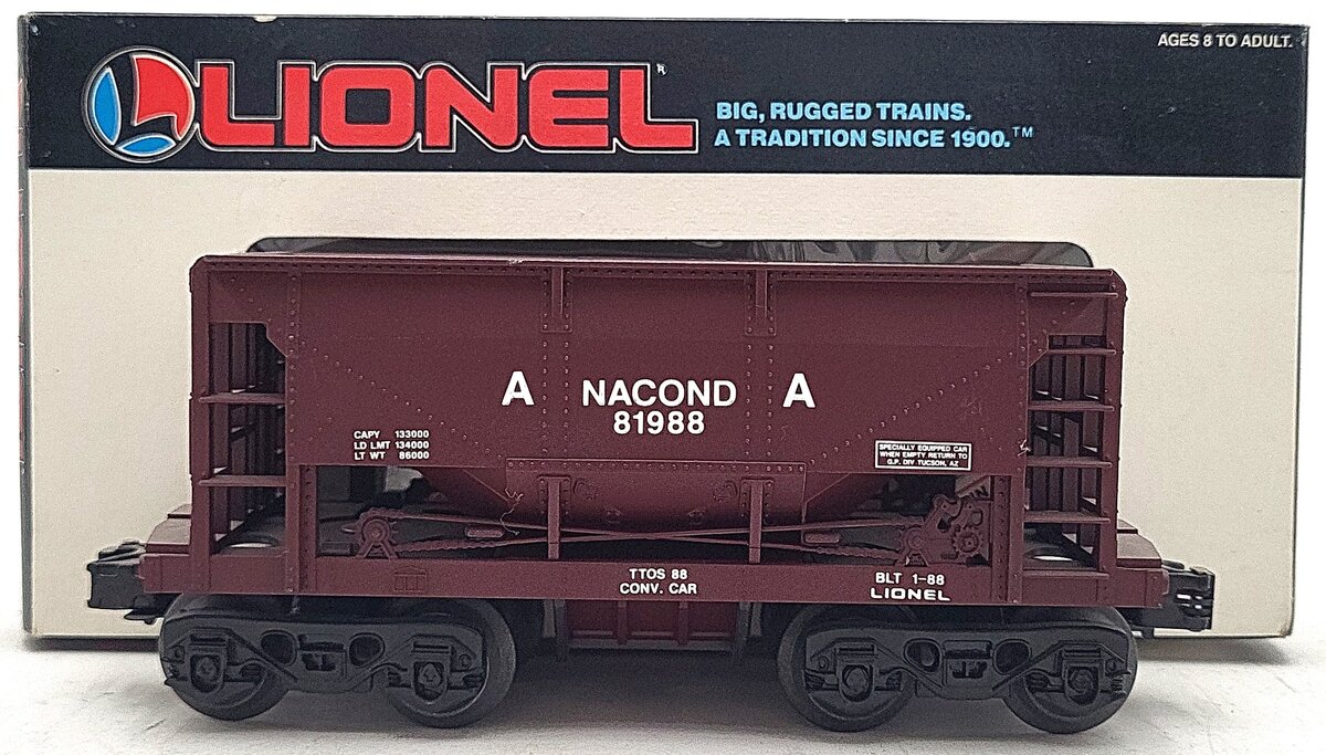 Lionel 6-17872 O Gauge TTOS 1988 Convention Anaconda Ore Car #81988 LN/Box