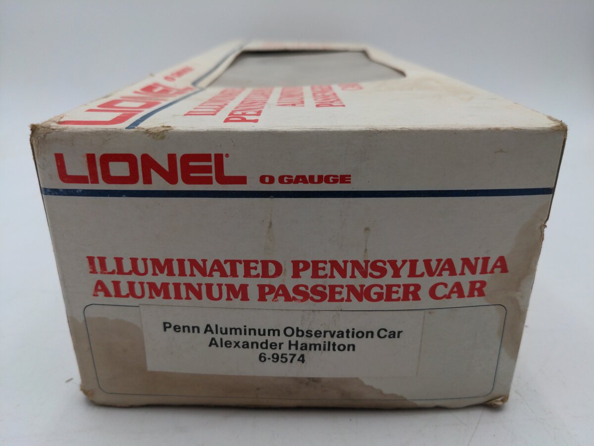 Lionel 6-9574 O Gauge Pennsylvania "Alexander Hamilton" Aluminum Observation Car VG/Box