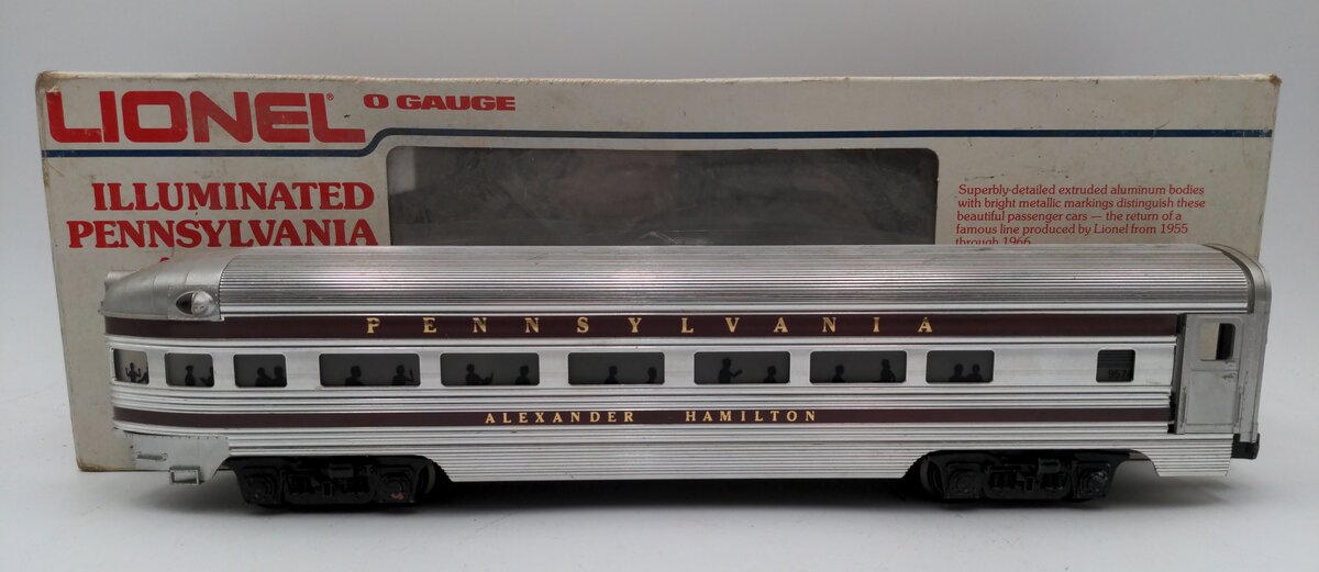 Lionel 6-9574 O Gauge Pennsylvania "Alexander Hamilton" Aluminum Observation Car VG/Box