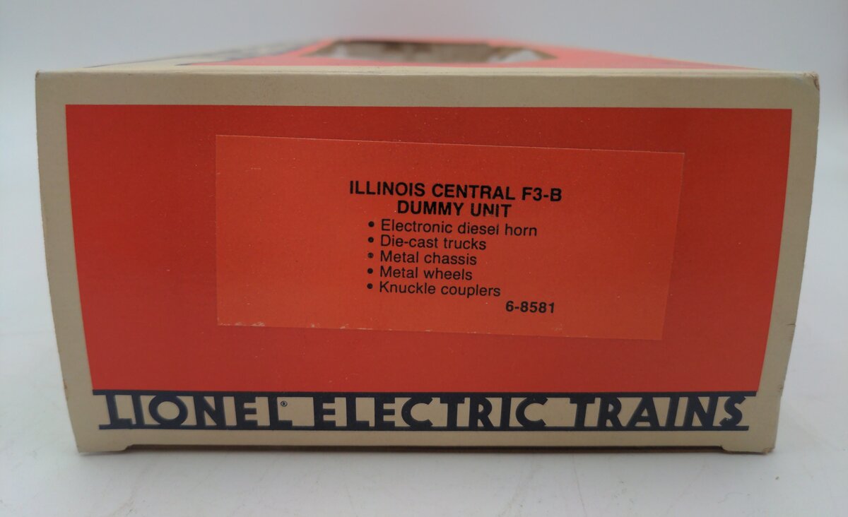 Lionel 6-8581 O Gauge Illinois Central F3 Dummy B Unit Diesel Locomotive EX/Box