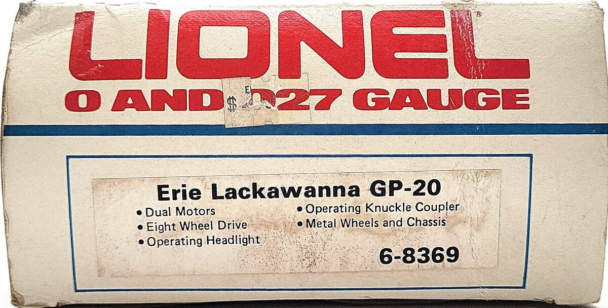 Lionel 6-8369 O Gauge Erie Lackawanna GP20 Diesel Locomotive #8369 VG/Box