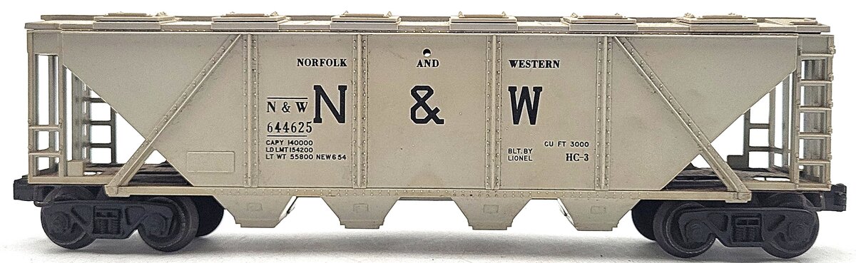 Lionel 6446-25 Vintage O Norfolk and Western Gray 4-Bay Hopper #546446 VG