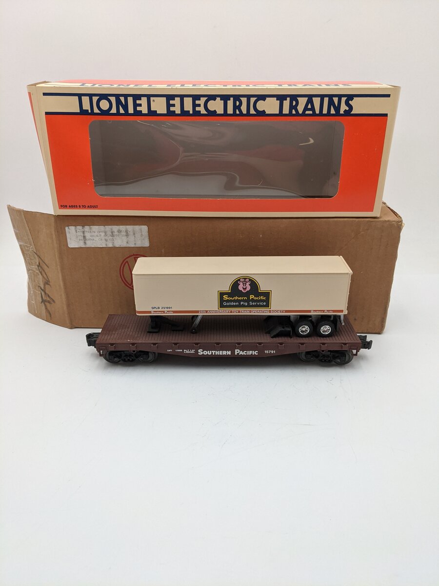 Lionel 6-17889 O Gauge TTOS Southern Pacific Flatcar with Trailer #15791 EX/Box