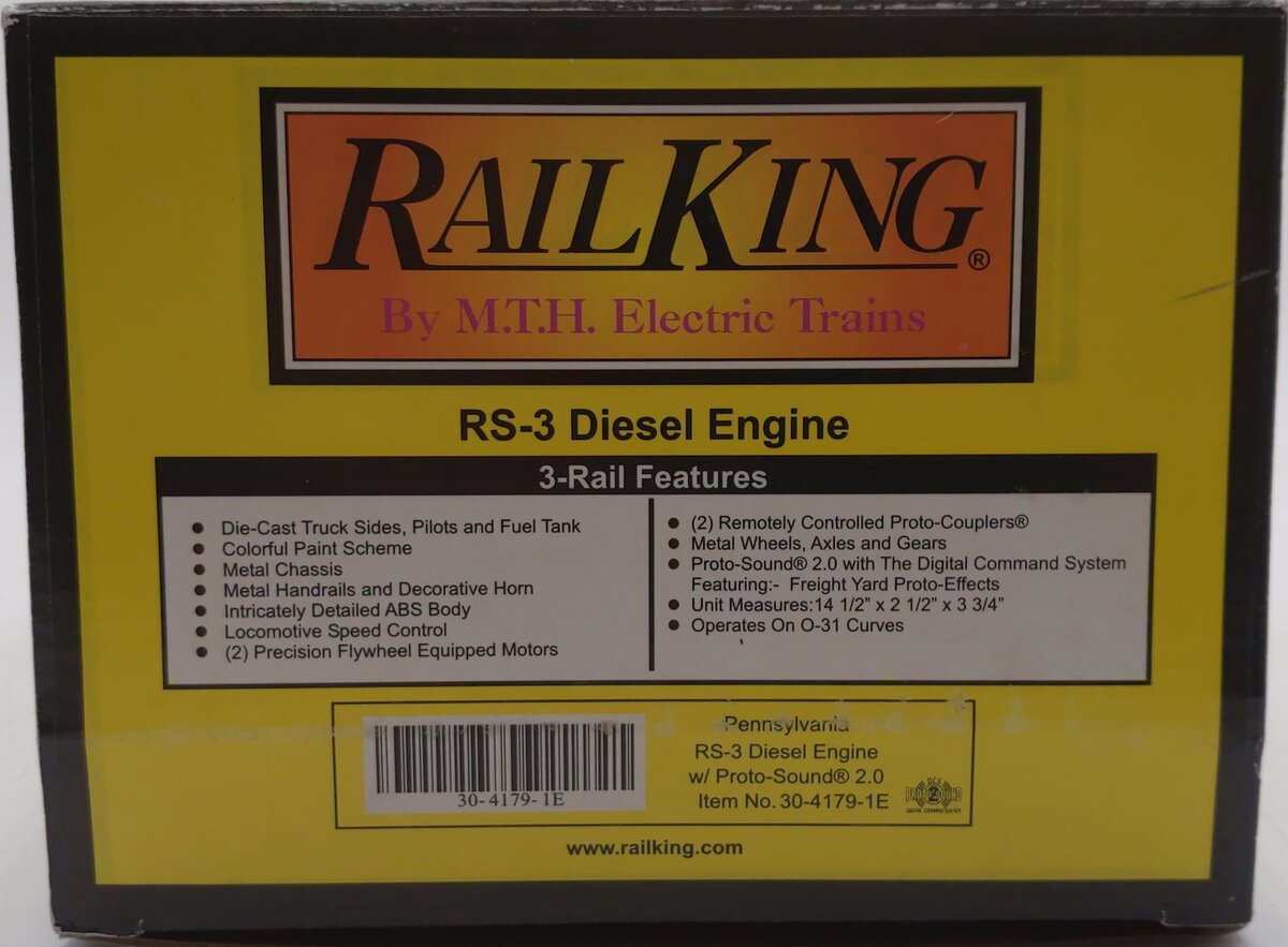 MTH 30-4179-1E O Pennsylvania RS-3 Diesel Engine w/Proto-Sound 2.0 #8841 EX/Box