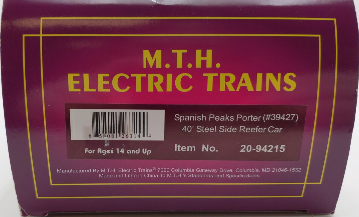 MTH 20-94215 Spanish Speaks Porter 40' Reefer Car