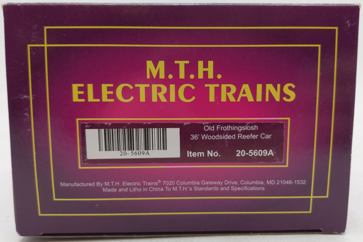 MTH 20-5609A Ogauge Old Frothingslosh 36' Woodside Reefer Car #725 EX/Box