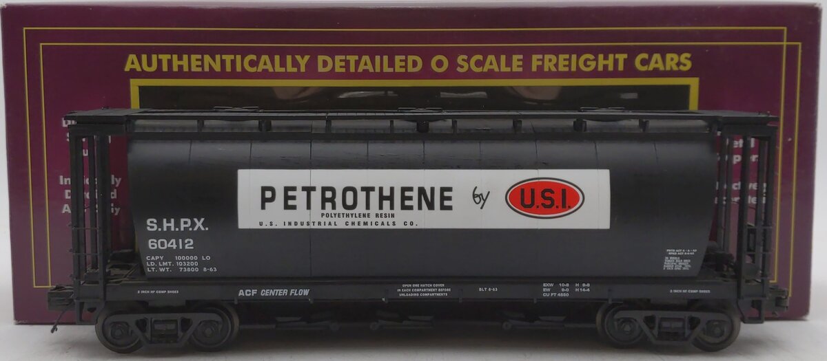 MTH 20-97630 O Petrothene 3-Bay Cylindrical Hopper Car #60412 LN/Box