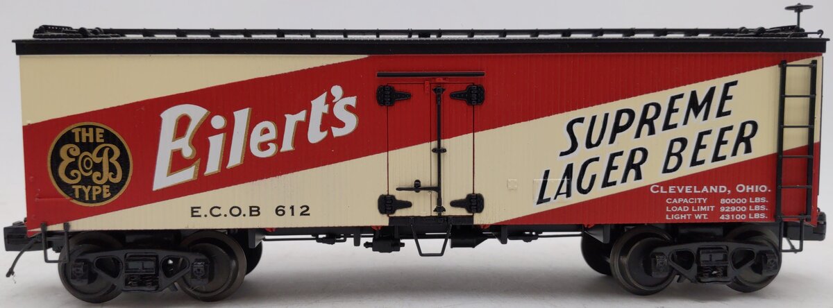MTH 20-94333 O Gauge Eilert’s Lager Beer 36’ Woodsided Reefer Car #612 EX/Box